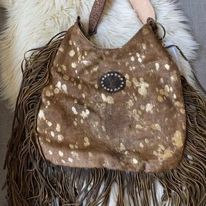 Real Cowhide and leather bag Keep it Gypsy fringe